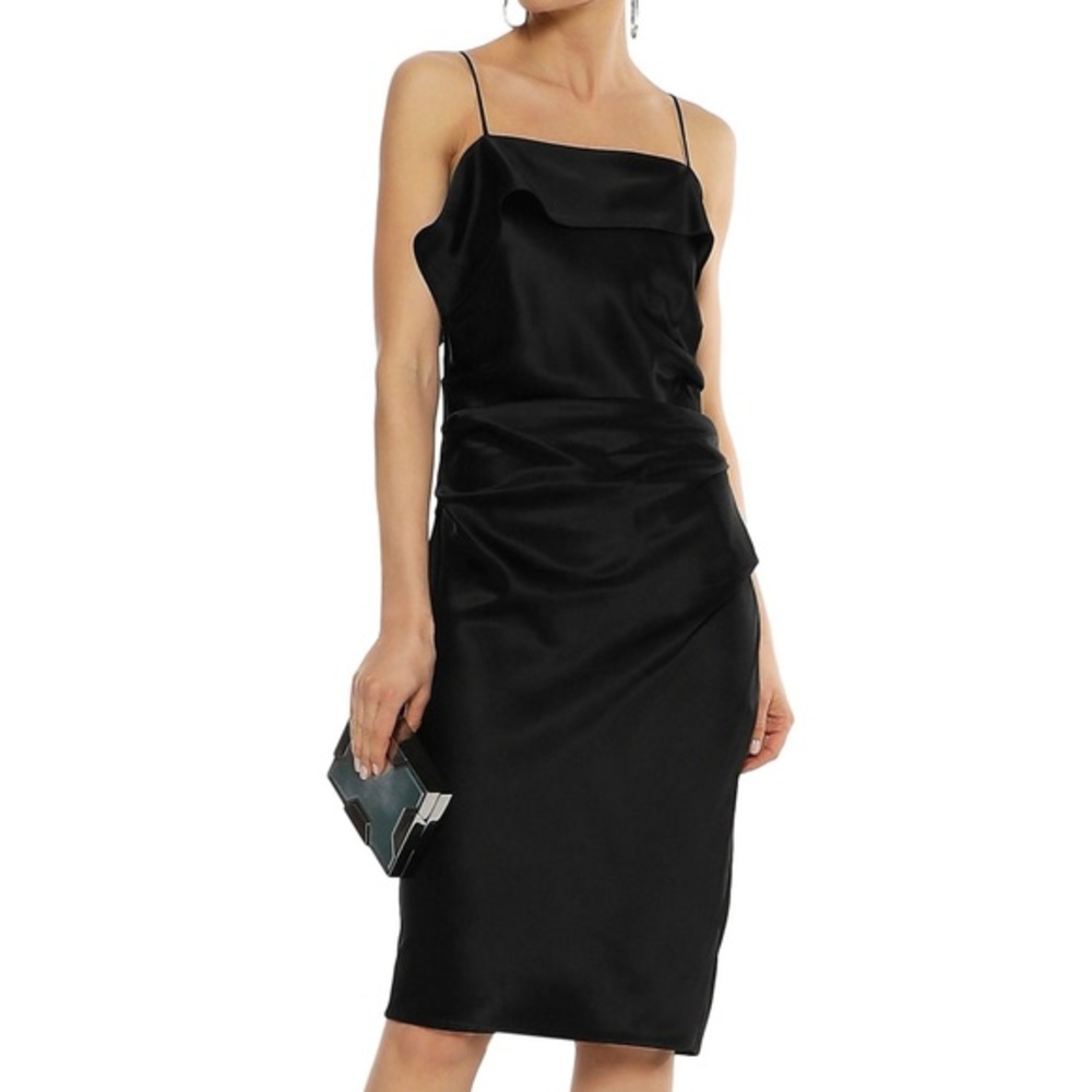 NWT Helmut Lang front drape satin dress